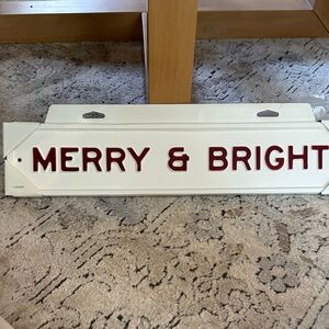 Hearth & Hand Merry & Bright Holiday Sign - Red and White